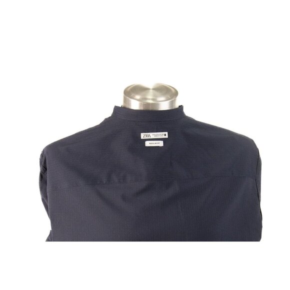 ZARA Mens Shirt Dark Blue Regular‎ Fit Long Sleeve Button Up Collared Size M - Picture 9 of 9